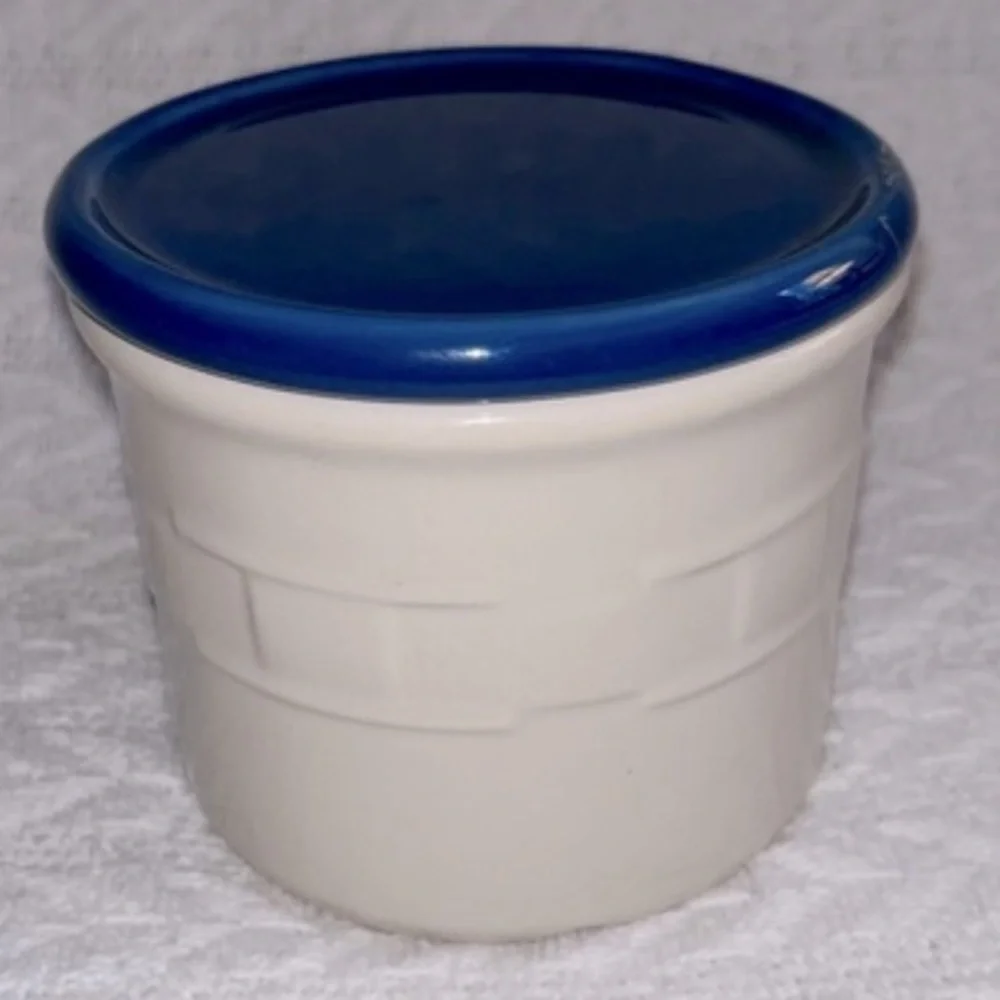 Longaberger Salt Crock Pottery Woven Traditions With Lid / Coaster.